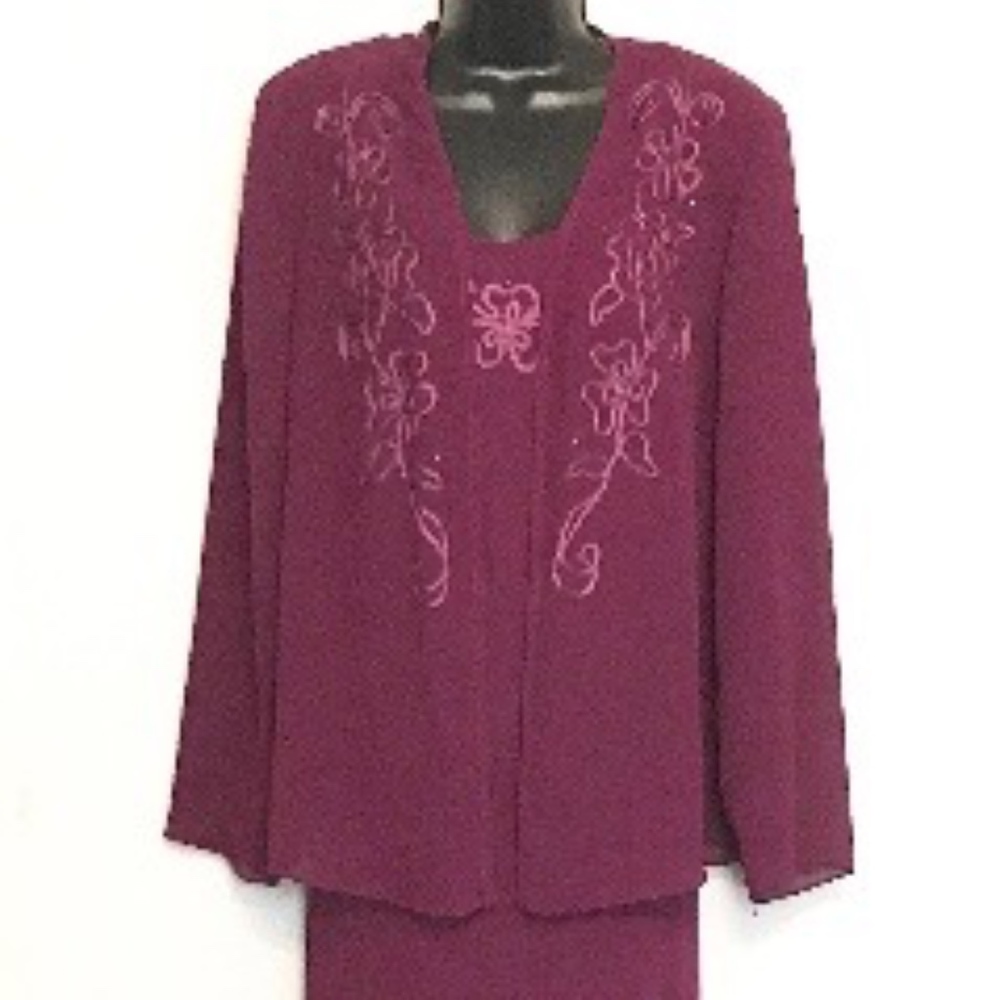 Vintage Plum Chiffon 2 Piece Gown   VS377